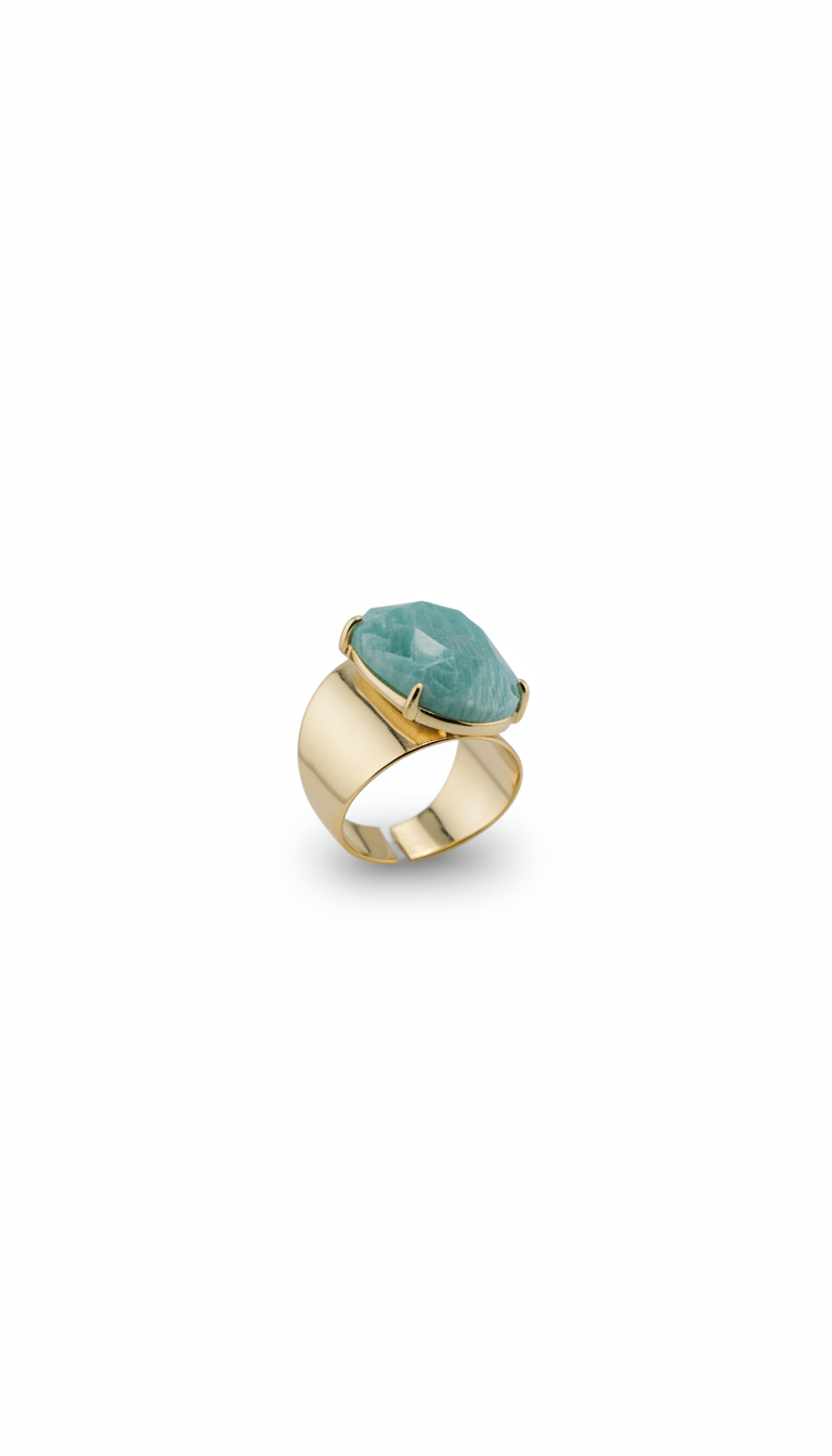 Gold - Plated Amazonite Ring
