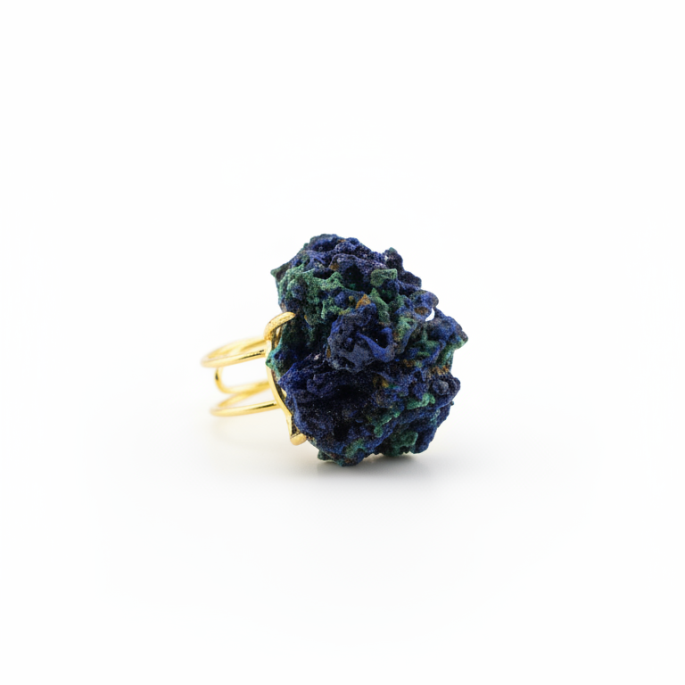 Gold - Plated Azurite Malachite Ring