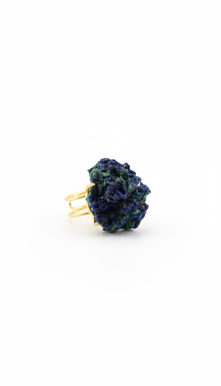 Gold - Plated Azurite Malachite Ring