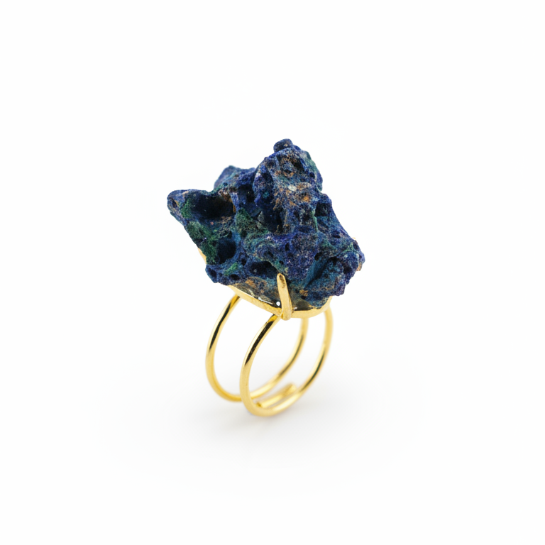 Gold - Plated Azurite Malachite Ring