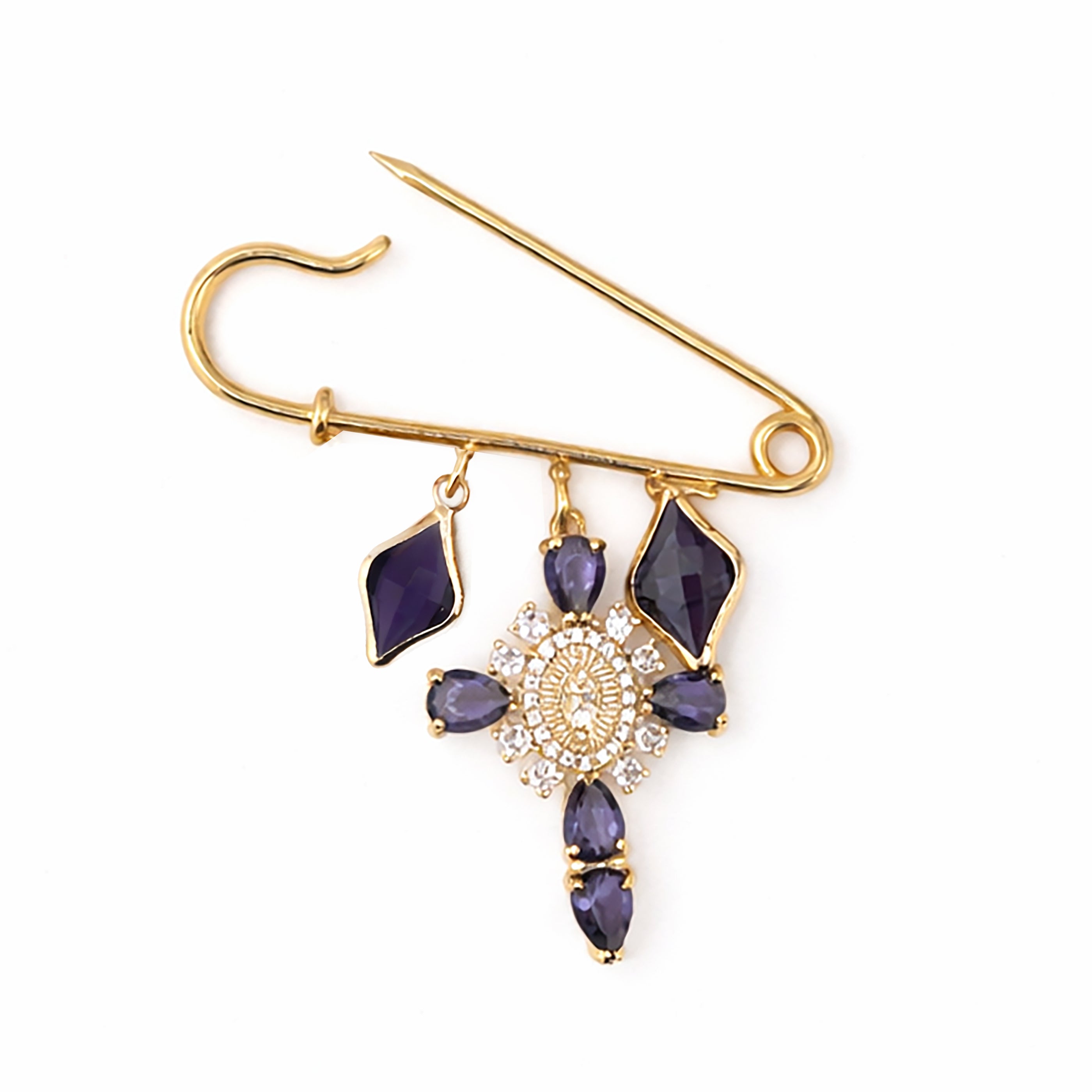 Amethyst Brooch -Gold Plated